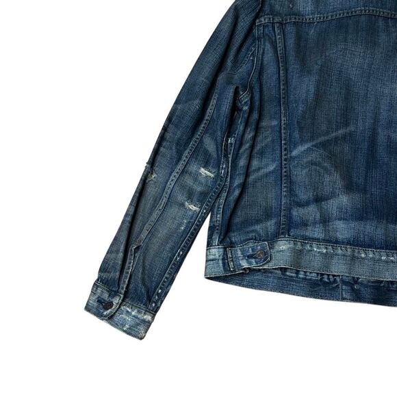 Y2K Polo Ralph Lauren Denim & Supply Distressed Trucker Jacket Large - Picture 7 of 12